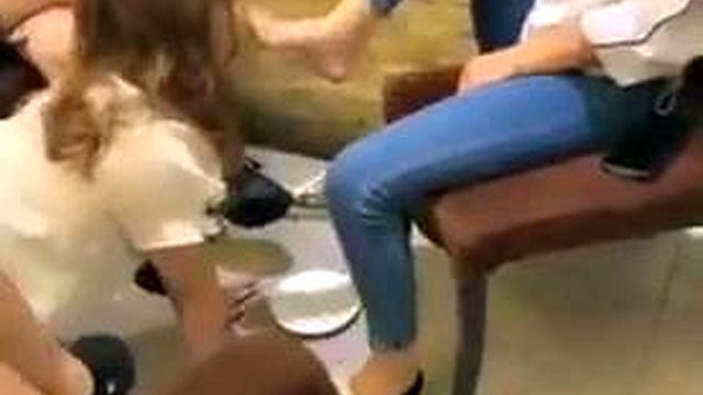Chinese group feet lezdom lick shoe feet