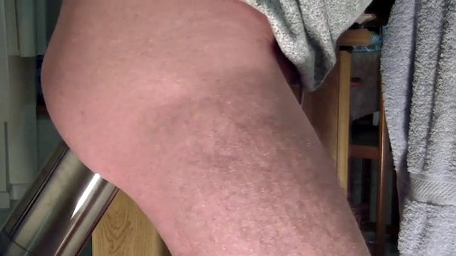 Stuffing a huge fat metallic thermos up his anus