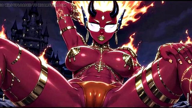 Pose sexy du démon de l'élément feu (animation Ai)