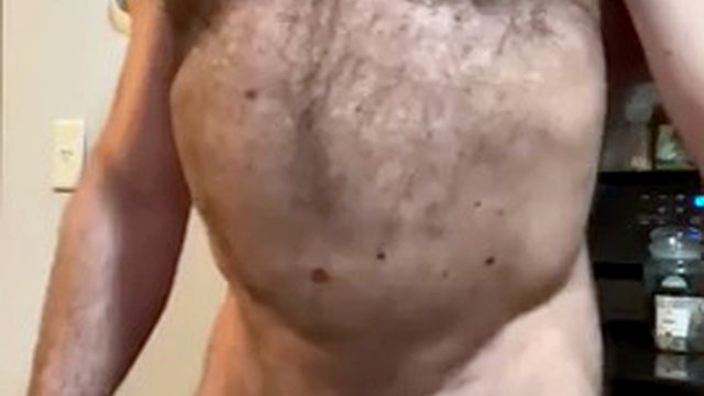 horny hairy MuscleBullxxx hard big cock edge flex pose show
