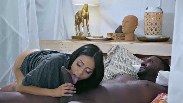 Black babe passionate sex with BBC lover after deepthroating