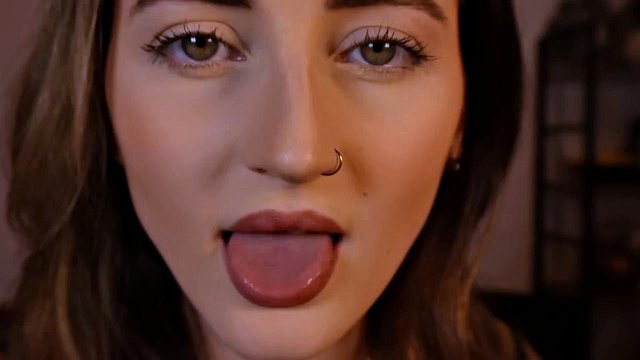 Girl Licks Lens, Kisses and Makes Mouth Sounds in ASMR POV Solo