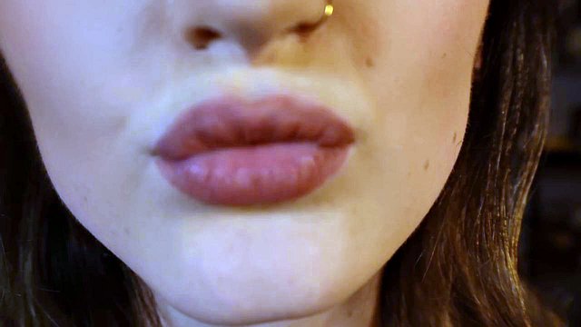Girl Licks Lens, Kisses and Makes Mouth Sounds in ASMR POV Solo