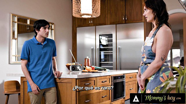 MOMMY'S BOY - MILF Siri Dahl Caught Naked In The Kitchen! Stepson Banged Her Hard! SPANISH SUBTITLES