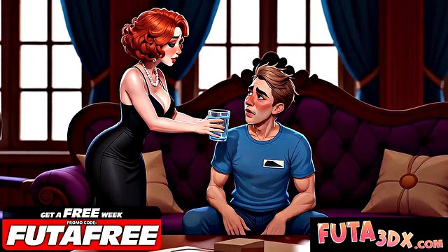Busty Fiery Redhead Futa Devours Huge Cock Deepthroat