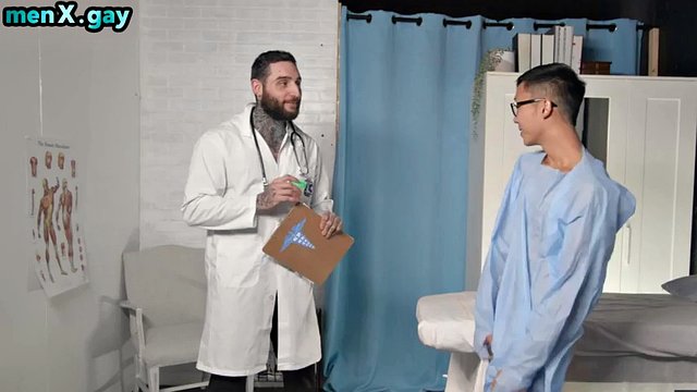 Ass-fucked gay man smashes his handsome cock into his tight asshole