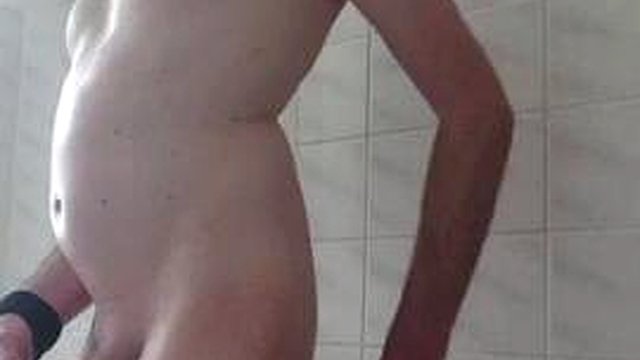 Oiled Belly Inflation Enema and deep anal Dildo