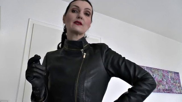 Sniffing Squeaky Leather Gloves, Hand Over Mouth Lady Victoria Valente Jerk off Instructions for Small Cocks