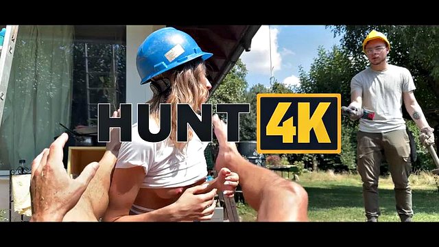 HUNT4K. Sexy Fanta Sie fucks with old Hunter for her annual salary in public