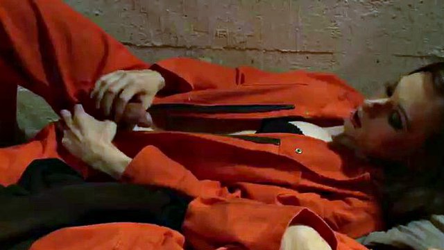 tranny bangs hot horny brunette inmate's pussy in prison