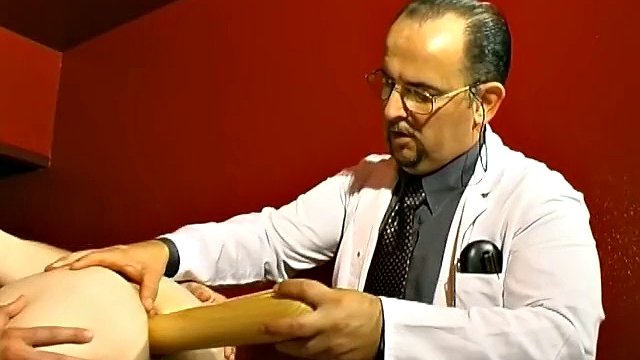 Two doctors pleasing a hot patient from France with their cocks and tools