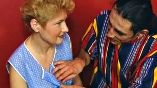 Mature blonde German sprayed with jizz in the club