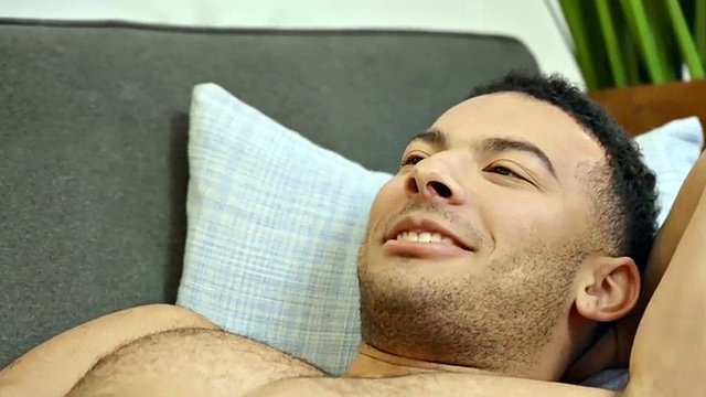 Eager casting jock jerks cock and cums in solo action
