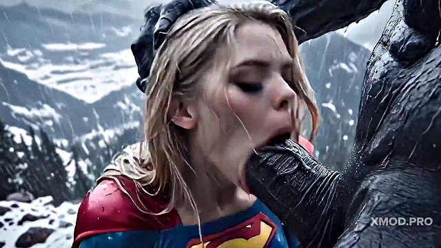 Horny Long-Haired Superwoman Takes Rough Anal Pounding