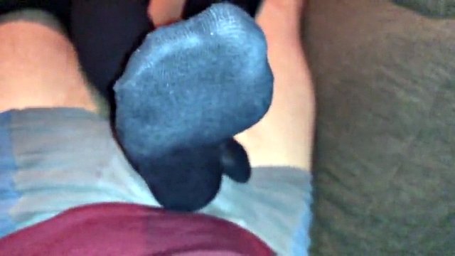 smelly overknee socks foot job - orgasm under her soles!