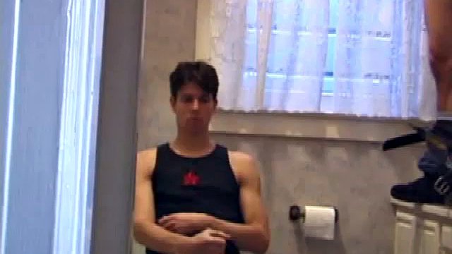 Dan Doe and Jayden made a small bet. Dan claims he can stand on the counter in the bathroom and shoot his weight at the shower door, 5 feet away. $10 on the table and then $20. Jayden sits on the toilet and pays himself.