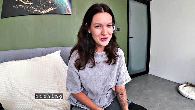 cute busty stepsister fucked and covered in cum