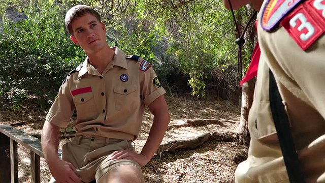 Hairy stud scout fucked at home bareback to cumshot