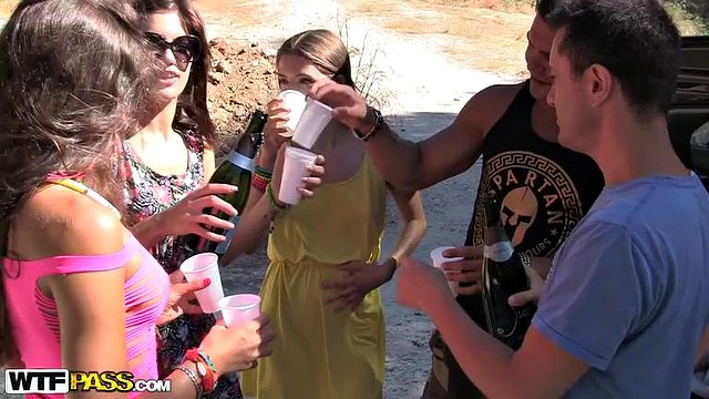 Incredible college orgy on the beach