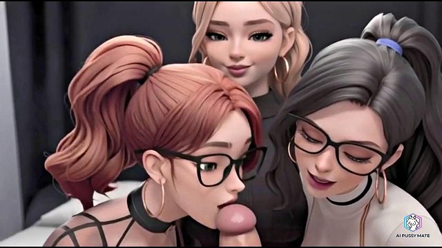 Tre studenti sexy si rilassano in modo adulto (generato dall'intelligenza artificiale)