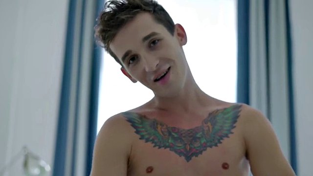 Skinny twink jerking his cock and playing with his tight ass after showing off