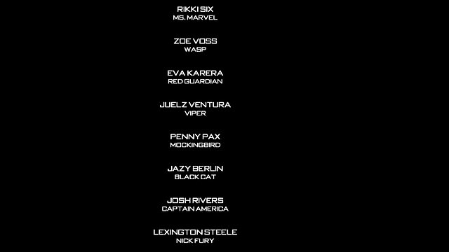 End credits of a hardcore porn parody