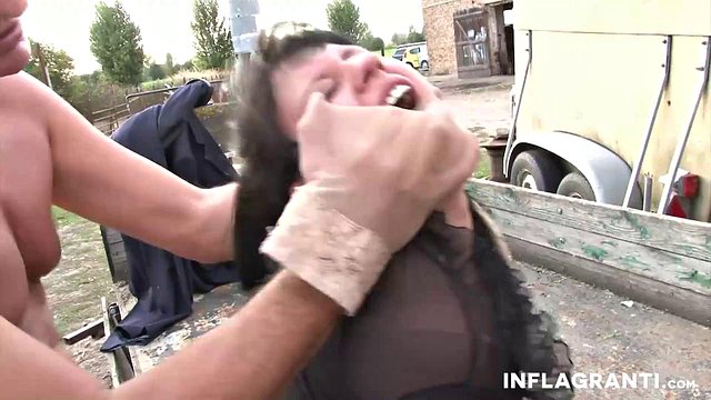 Brunette in Sheer Pantyhose Delivers Outdoor Blowjob Before Intense Doggy Style and Wild Cowgirl