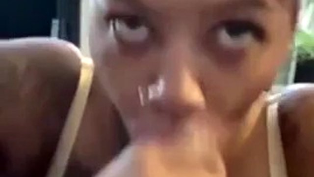 Ebony escort gives blowjob POV