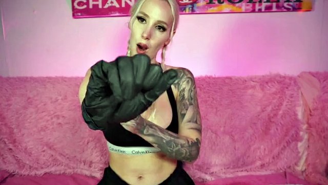 Latex gloves mistress fetish slave milking joi with fisting pussy and tits