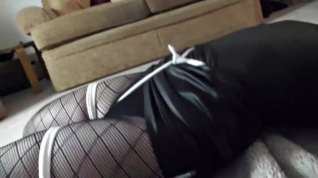 Blonde Cosplay Bondage in Living Room