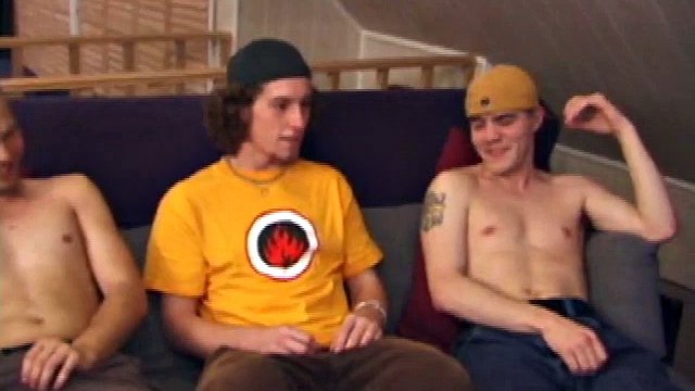 Stephen and Timmy are watching some porn when Adam joins them. Soon all three are completely naked and stroking their cocks. Stephen s lips are soon wrapped around Adam s hard dick.