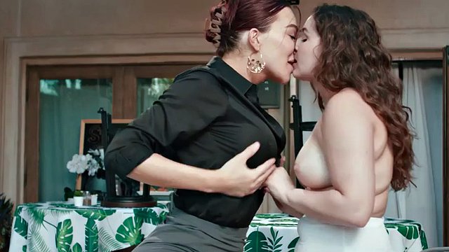TRANSFIXED - Hot Waitress Emma Rose Rekindles With Old Bestie Leana Lovings During After Hour