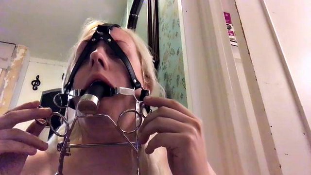 Testing my new pony deepthroat training gag