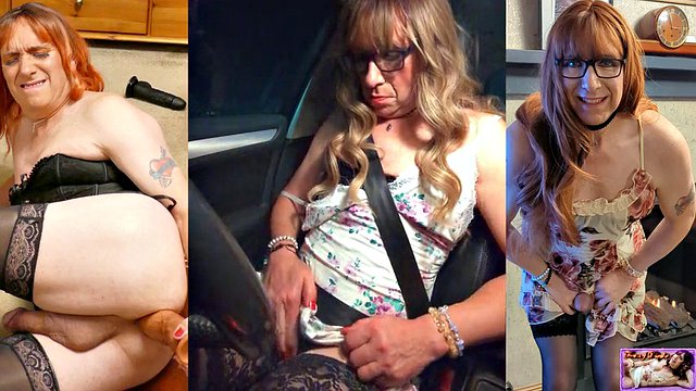 T-girl Masturbates in a Car