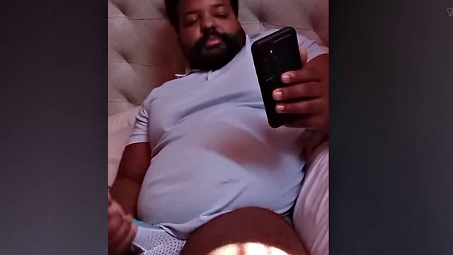 Daddy Bear Plays with Covered Cock on Live