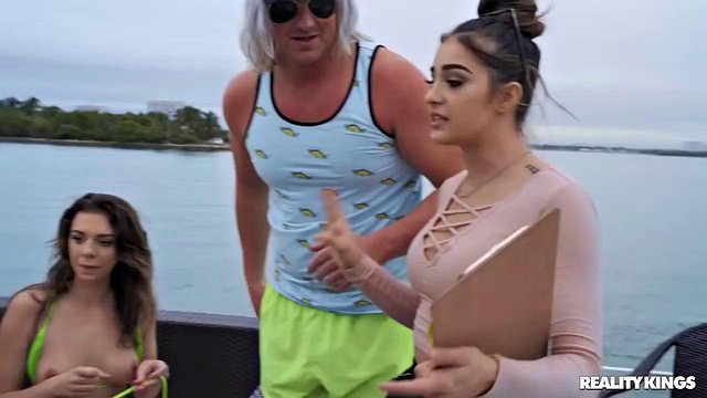 Lesbian Brunette Anal on Boat