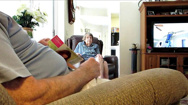 Horny old guy masturbates and cums while granny hours