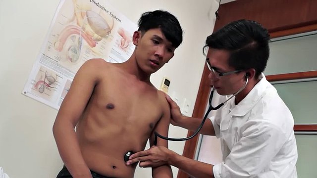 Asian twink fucked by doctor after medical anal exam