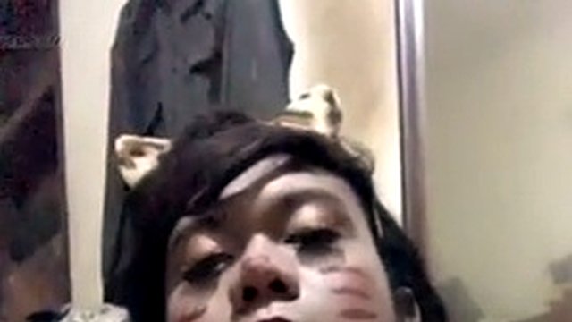 Crossdresser indo leopard sexy outfit masturbation