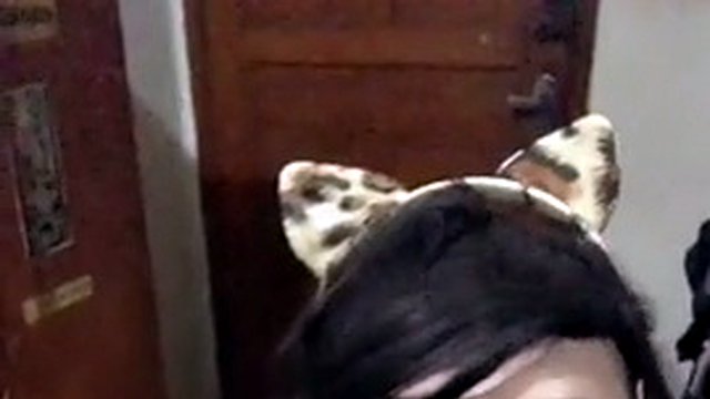 Crossdresser indo leopard sexy outfit masturbation