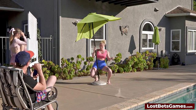 Daisy Fox, Aften Opal, Celestina Blooms Striptease in Outdoor Push-Up Game