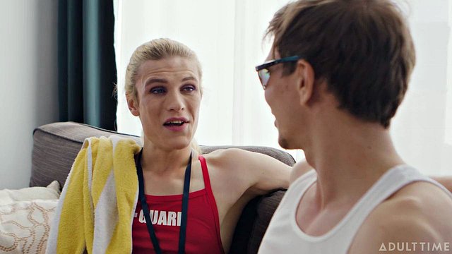 Femboy Lifeguard's Buddy Fucks Deep Into His Hole