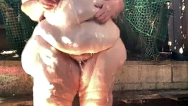 SSBBW Mega Ass In The Shower Outdoors