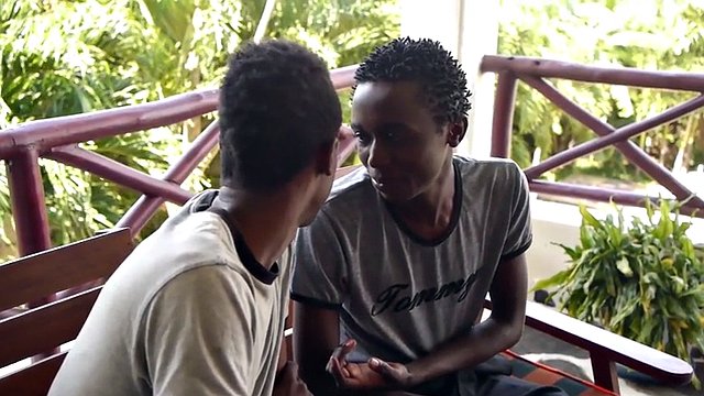 African twink barebacked by amateur bf after tugjob