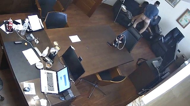 Russian boss fucks secretary in the office on hidden cam
