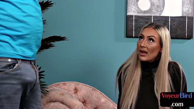 Voyeur domina seducing black cock wanker with pussyrubbing