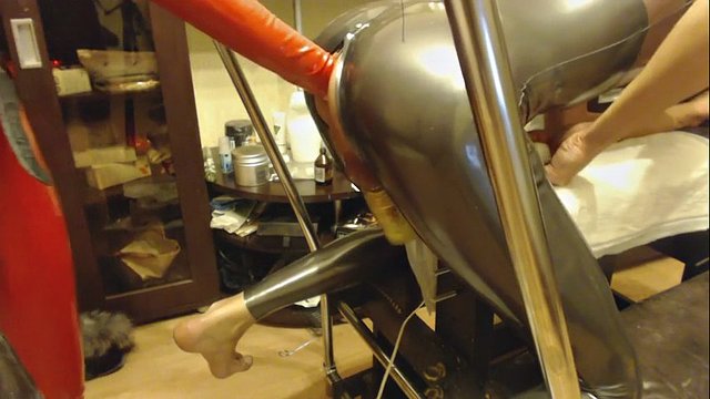 Mistress pounds his sub ass with a massive strapon cock
