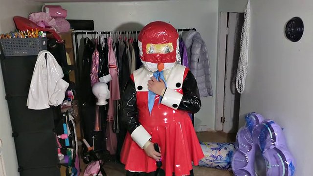 PVC Cosplay Kigurumi Breathplay in a Homemade Hood Long Version