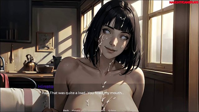 Hokage's Life Naruto 05 - Hinata Slutty wife sucks husbands cock until he blows huge load on her face