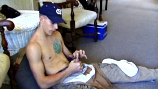 Taking a break from work in the yard, Shane strips naked and starts jerking off his cock. Operating the TV remote and his cock at the same time, Shane gets closer to the big finale.